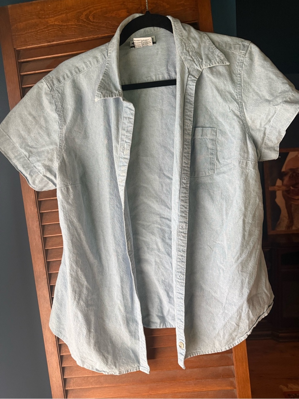 Columbia Light Blue Denim Short Sleeve Button-Down Shirt